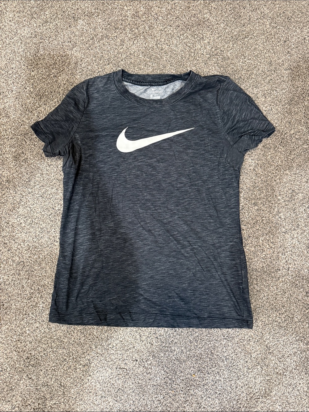 Nike Black Heather Training Tee with White Swoosh